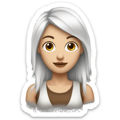 Graphiste UI designer woman, White skin hair brown and tatoo on the skin  sticker