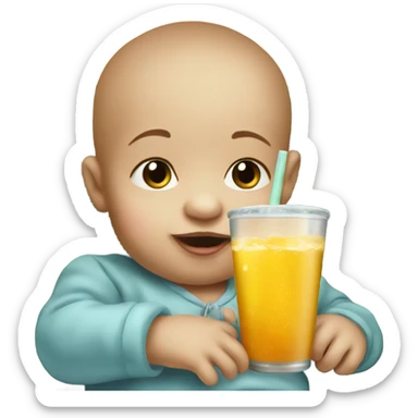 Baby with drink sticker
