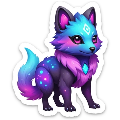 Epic Edgy Cute Colorful Nebula Modern Vernid-Protogen-creature-animal, full body sticker