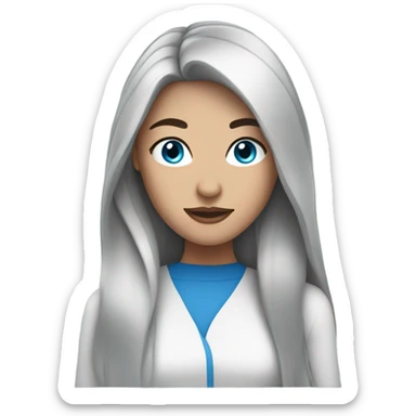 Woman with long black hair, blue eyes sticker