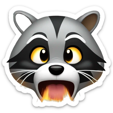 angry annoying raccoon with sparks sticker