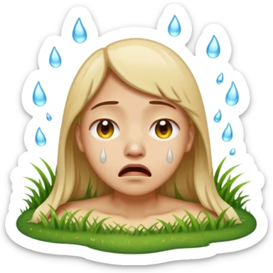 A person melting into the grass And crying  sticker