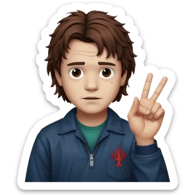 Eddie the freak from stranger things with his iconic hand sign sticker