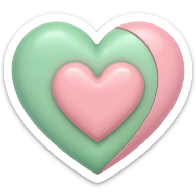 A half pastel green half pastel pink heart sticker