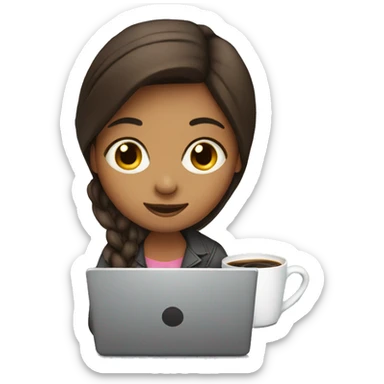 girl with laptop and coffee sticker