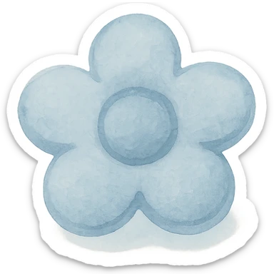 blue flower-shaped candy, isolated on a transparent background, watercolor art style sticker