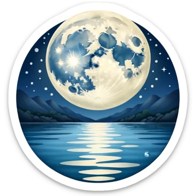 full moon with shimmering water sticker