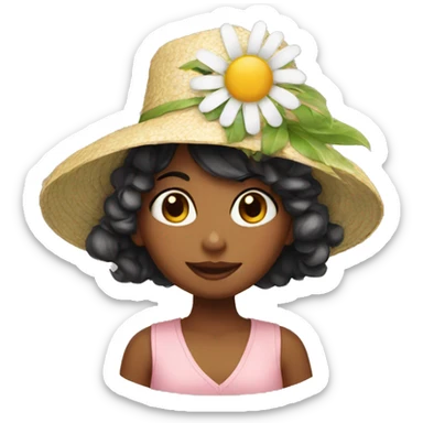 Girl with daisy hat sticker