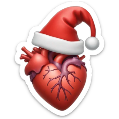 anatomical heart wearing santa hat sticker