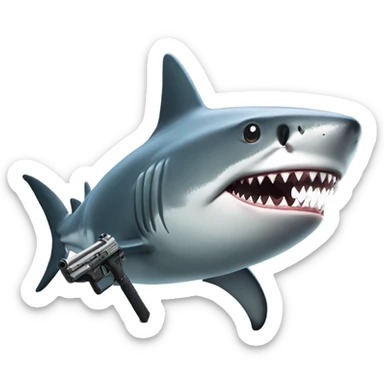  shark with gun sticker