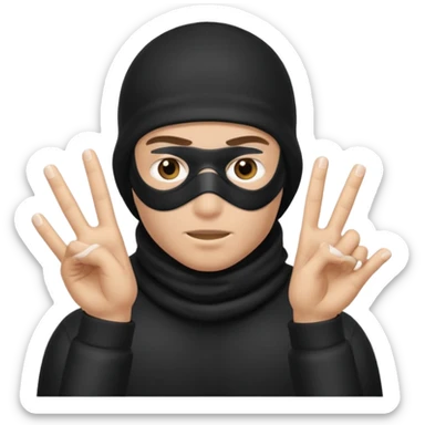 Peux tu me faire un policier gangster avec une cagoule qui fait des doigts shampooing sticker