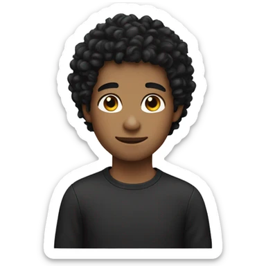 Boy eith black curly hair sticker