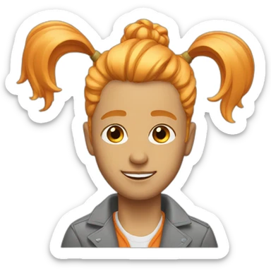 man in jacket with orange and blonde hair and bun hairstyle sticker