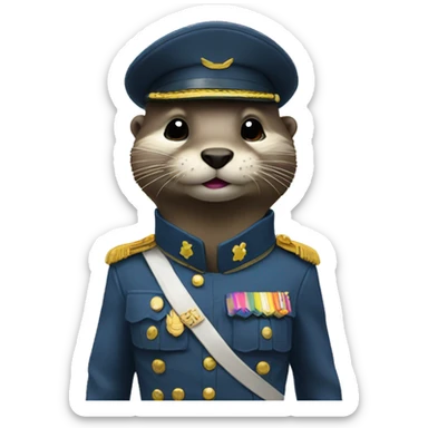 An otter soldier in a rainbow uniform saluting sticker