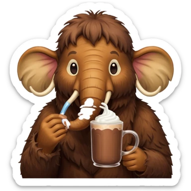 A mammoth who drinks a hot chocolate sticker