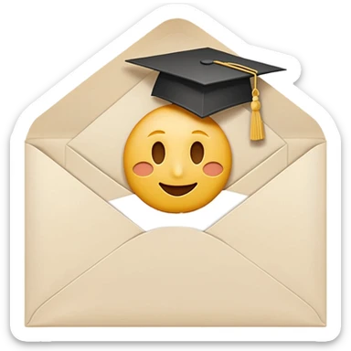 A simple emoji-style icon of a white manila envelope with subtle paper texture, clean edges, and a small graduation NUMBER  2022-photo icon on the front, graduation icon  sticker