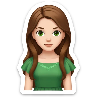 green dress white girl long brown hair sticker