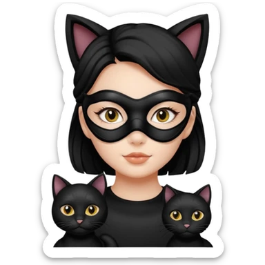 Black cat and girl with face masks sticker