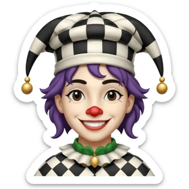 make a black and white jester sticker