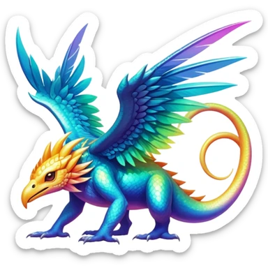 Epic shiny tropical divine legendary complex detailed iridescent gradients aesthetic-Fakémon-creature-scenery sticker