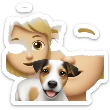 Blonde boy with jack russell terrier sticker
