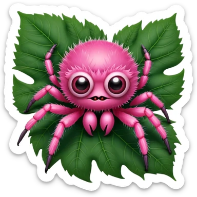 pink thick fuzzy jumping spider  sticker
