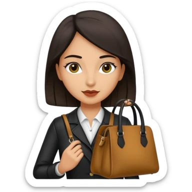 italian female with italian fashion style, holding bag sticker