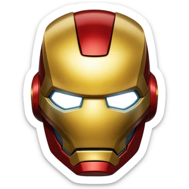 Iron Man, close-up of faceplate, metallic shine, no text sticker