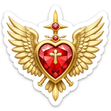 holy emblem with white wings and red diamond in the middle sticker