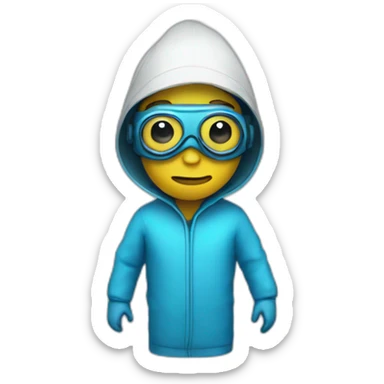 Scientist in blue hazmat sticker