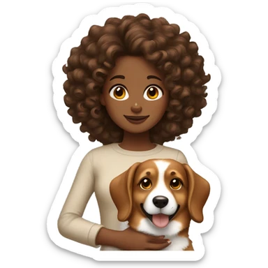 BROWN SKIN GIRL WITH CURLY BROWN HAIR with CORGI sticker