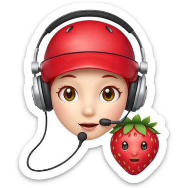 A Cute strawberry wearing headset  sticker