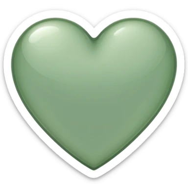 sage green heart with transparent bg without highlights, more thin and narrow, basically like this 🩷 shape sticker