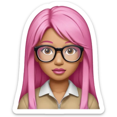 Rapper Nicki Minaj pink hair wear glasses sticker