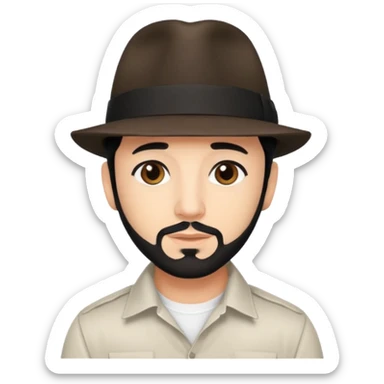 AJ McLean brown eyes, black hair, white shirt and fedora hat sticker