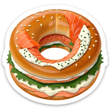 poppy bagel with salmon lox and cream cheese sticker