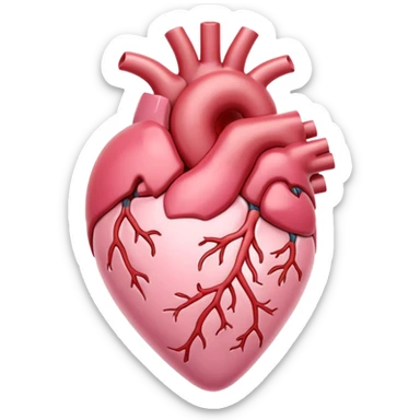 anatomical heart, pastel light pink, iOS emoji style, variation 2 sticker