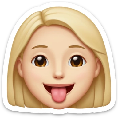 Eyes tightly closed like 😵 and tongue out like 😝 sticker