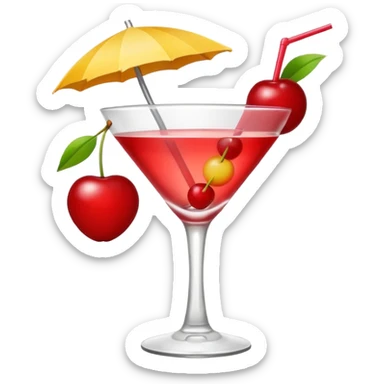 minimalistic beach cocktail emoji, with a cherry sticker