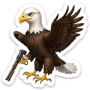 Bald eagle holding rifle  sticker