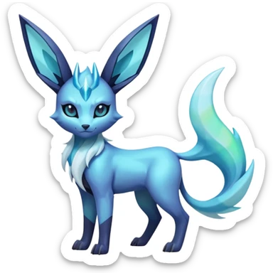 Shiny Edgy Badass Dark Pastel Gothic Glaceon-Amaura-Aurorus-Fakémon-hybrid-creature (full body)  sticker