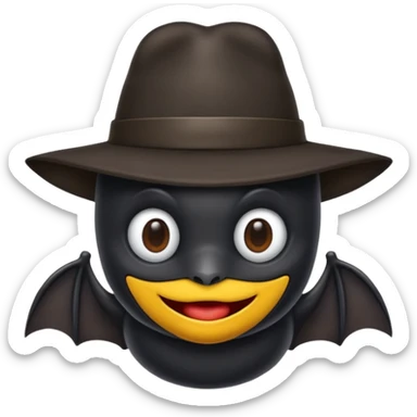 black bat with hat sticker