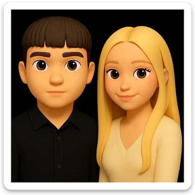 In the style of 3d-emoji, increase the free space between the guy and the girl, slightly separate them more, keep everything else unchanged. sticker
