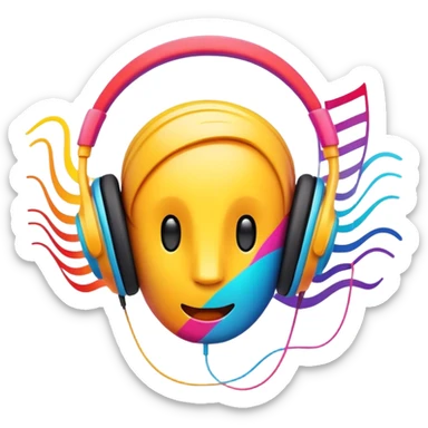 sound wave creature listening to music with headphones sticker