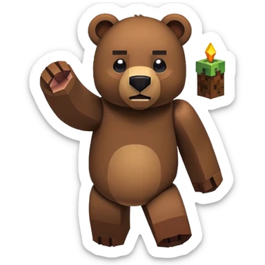 Un ours en mode minecraft  sticker