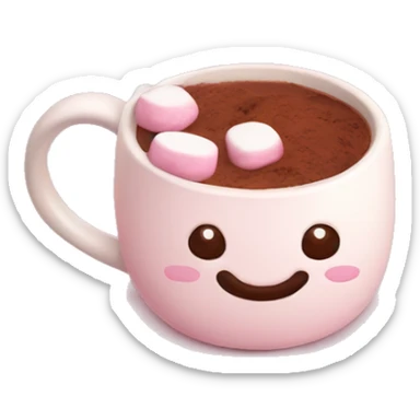 mug with cacao with marshmallow pink christmas mood sticker