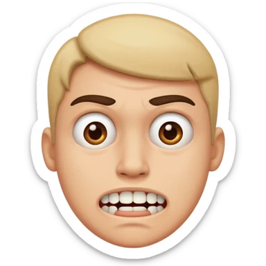 disgusted face, gritted teeth, looking sideways sticker