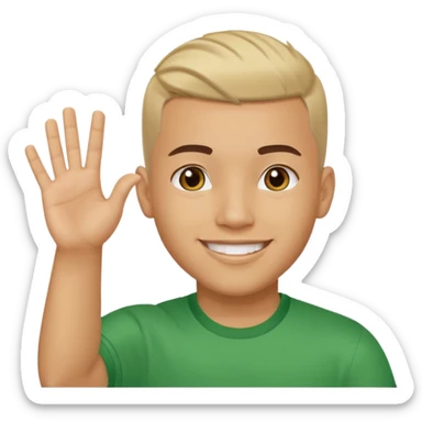 joven trigueno corte de pelo reguetoon sonrisa bonita saludando mano arriba sticker