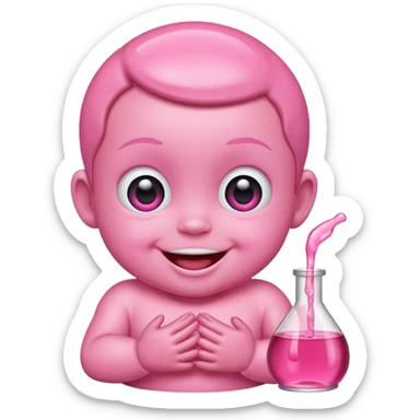 Smiling freaky baby oil pink sticker