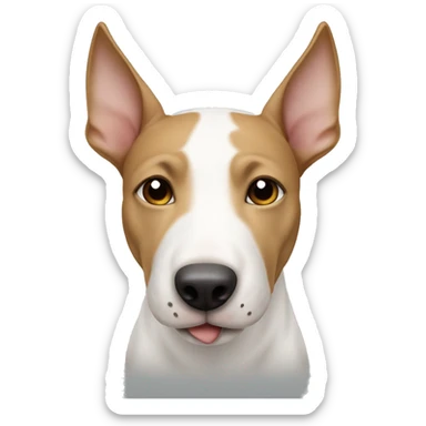 white bull terrier with the right ear and right eyebrow light brown sticker